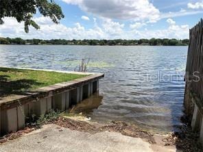 dock area featuring a water view