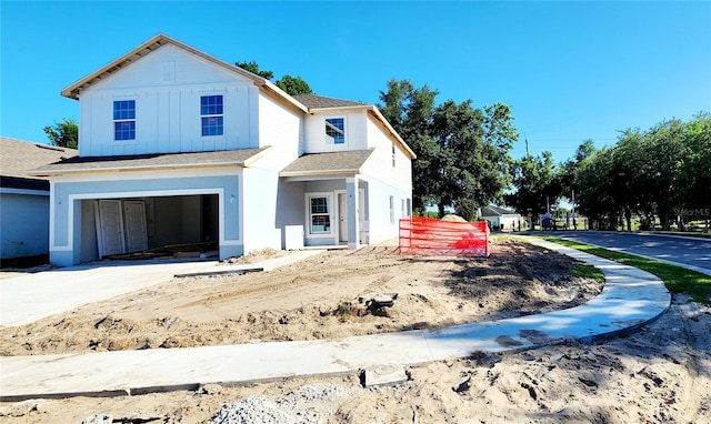 exterior space with a garage