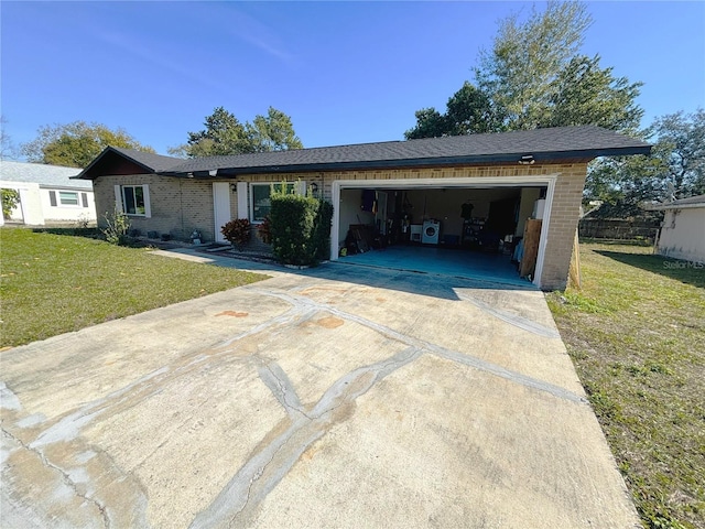 ranch-style home with a front lawn