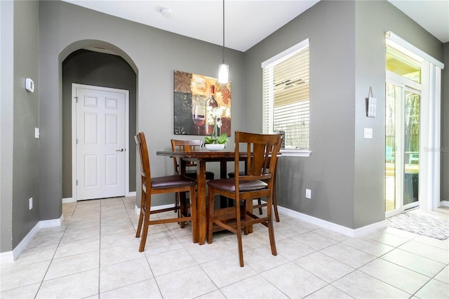 view of tiled dining space