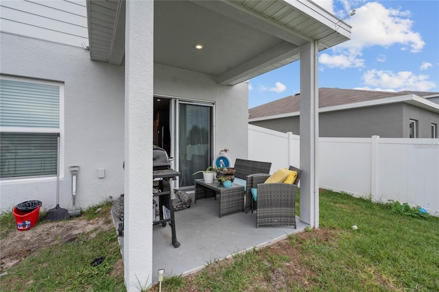 view of patio / terrace featuring an outdoor hangout area