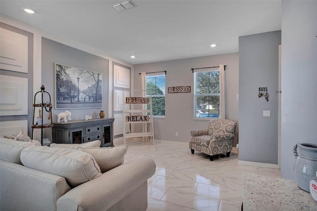 view of tiled living room