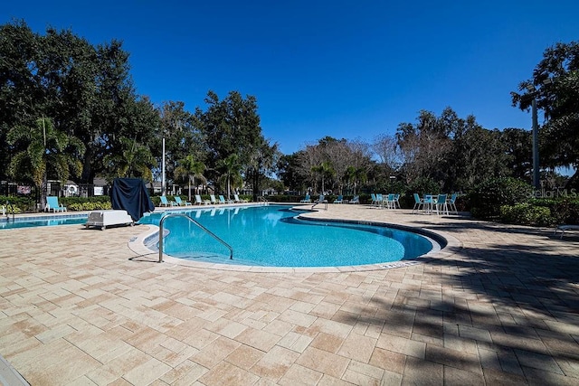 view of swimming pool with a patio