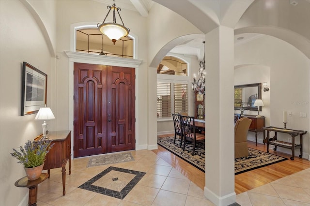 entrance foyer featuring light tile patterned floors