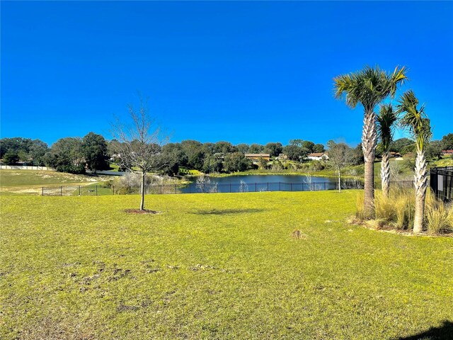 view of yard with a water view