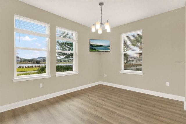 empty room with plenty of natural light and wood-type flooring