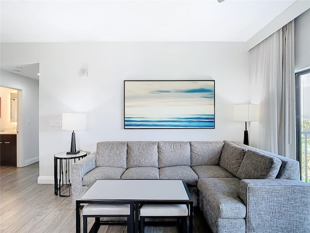 living room featuring light wood-type flooring