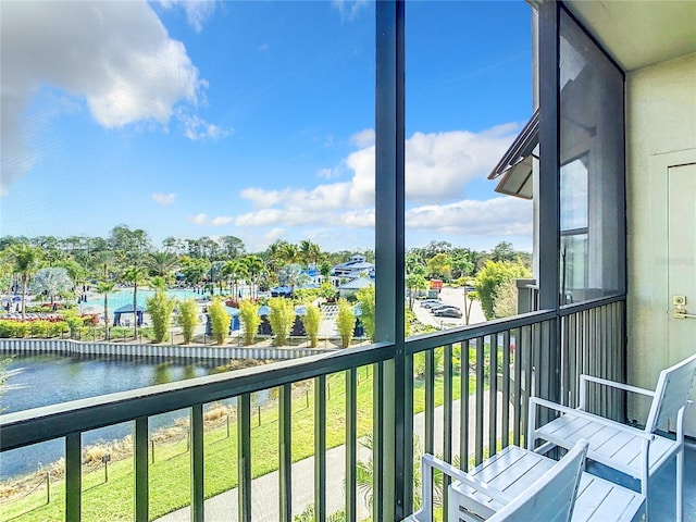 balcony with a water view