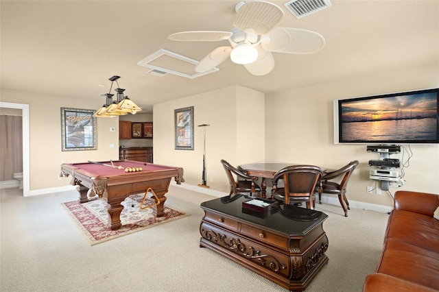 6443 Cartmel Ln, Windermere, FL 34786 - rec room featuring pool table, visible vents, and baseboards