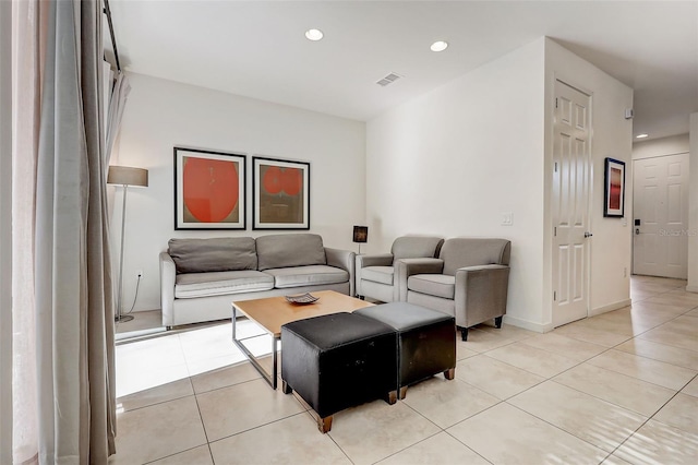 view of tiled living room