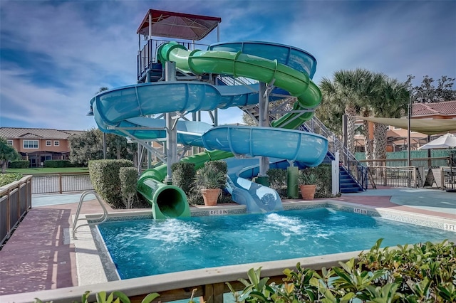 exterior space with a water slide