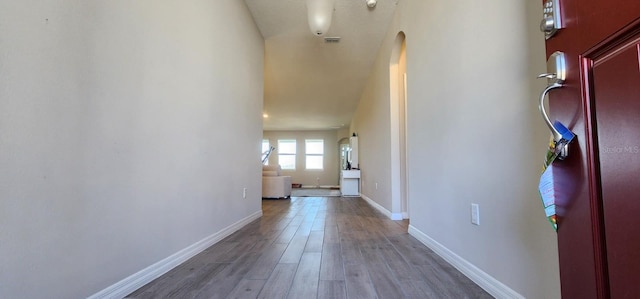 hall featuring hardwood / wood-style flooring