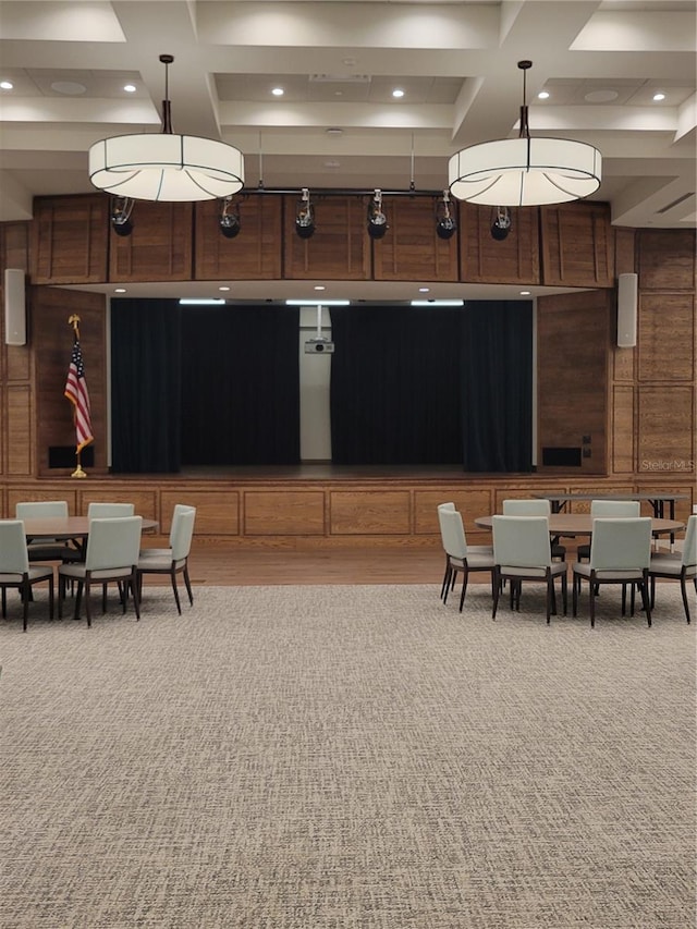 interior space featuring coffered ceiling