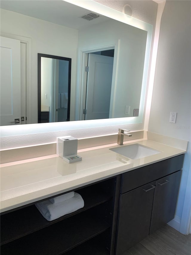 bathroom with vanity with extensive cabinet space