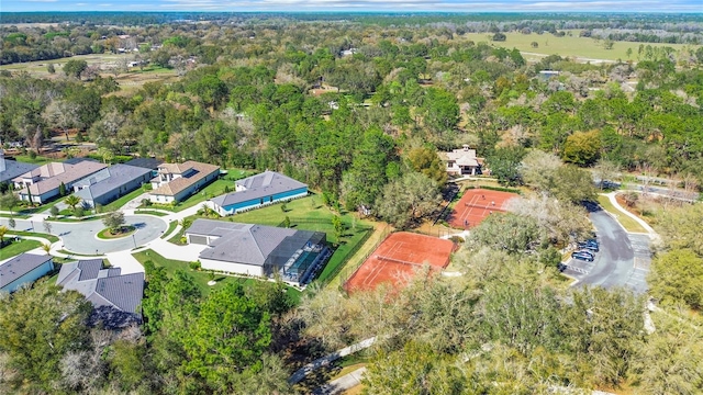 aerial view with a residential view and a forest view