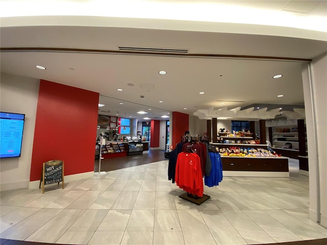 interior space with light tile flooring