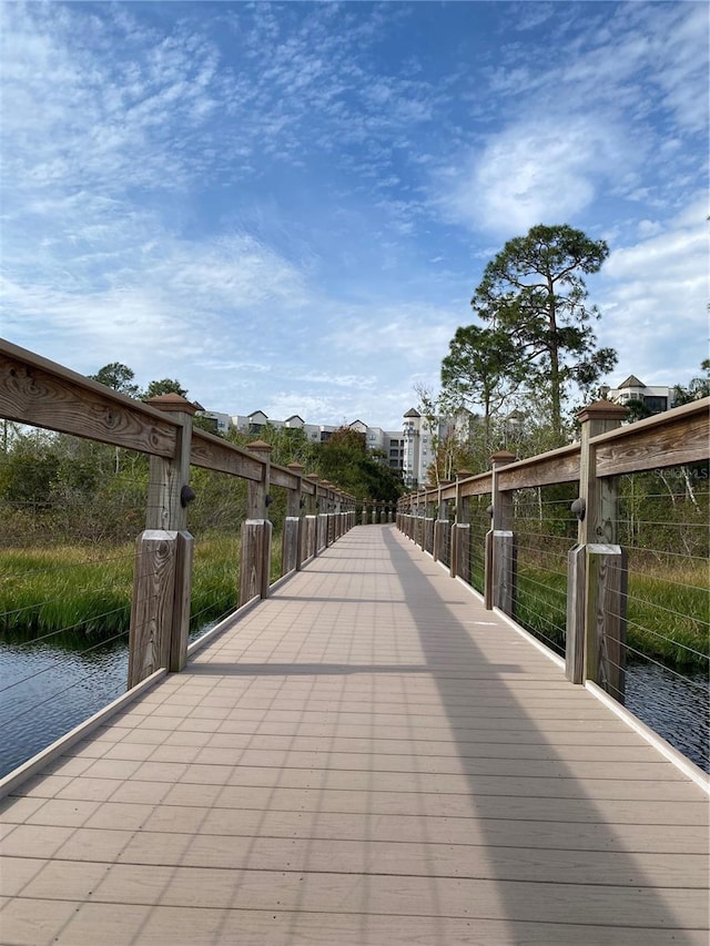 view of home's community with a water view