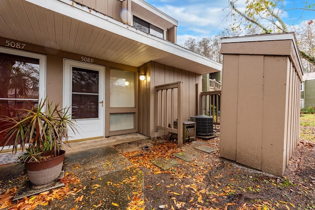 property entrance featuring central air condition unit