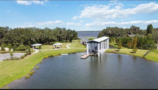 water view with a dock