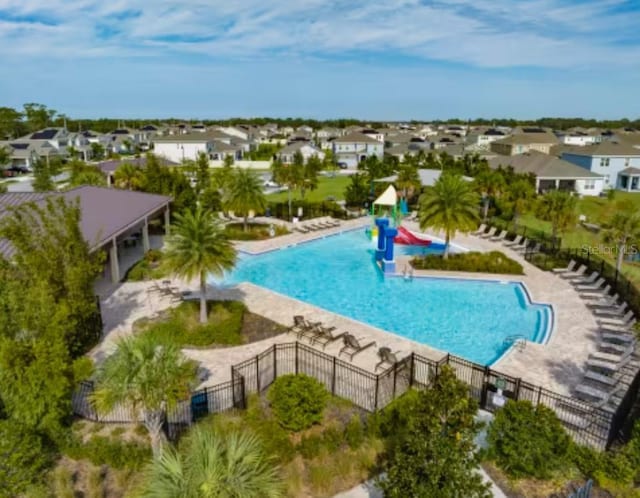 view of swimming pool featuring a patio