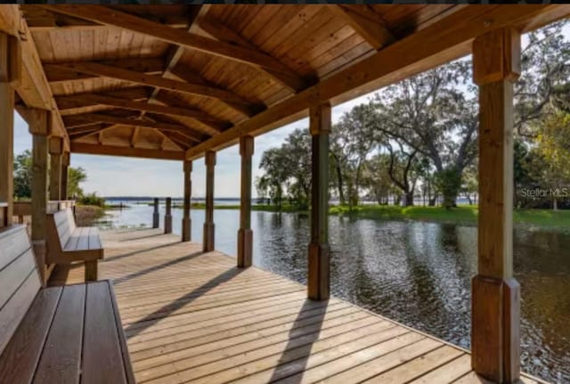 dock area featuring a water view