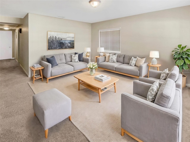 living room featuring carpet flooring