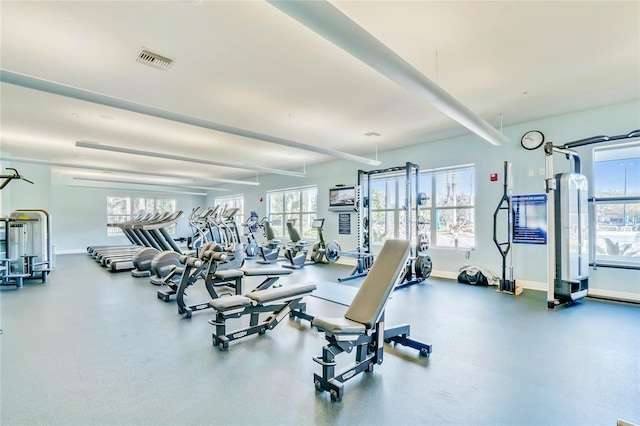 gym with a wealth of natural light