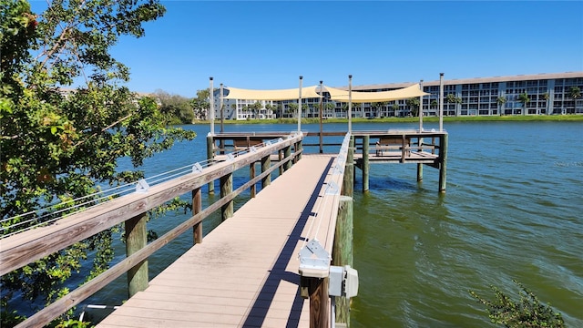 dock area featuring a water view