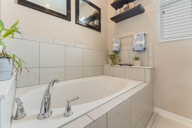 bathroom featuring tiled bath