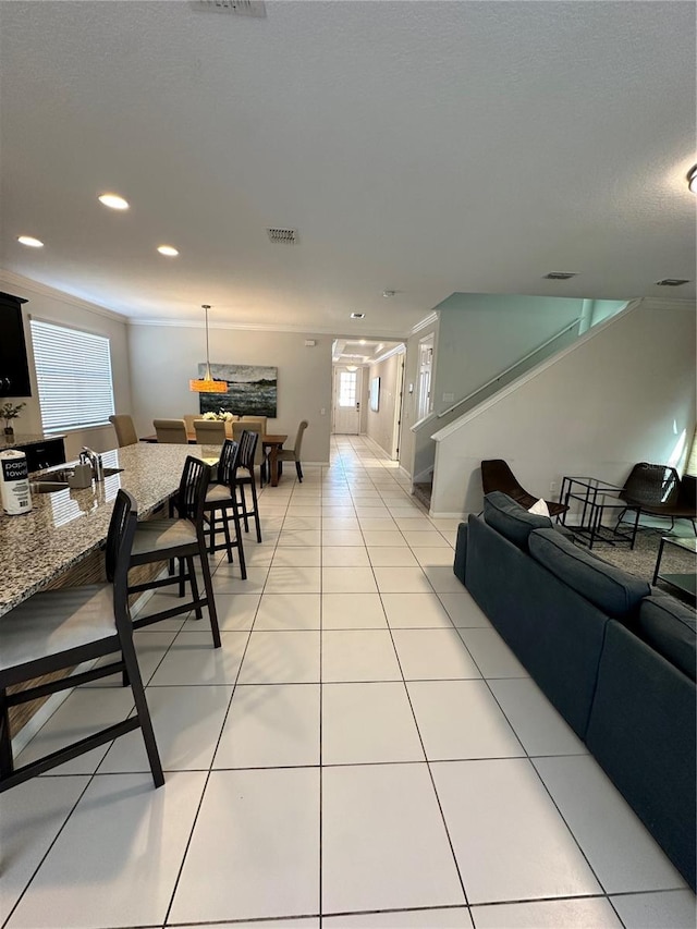 view of tiled living room