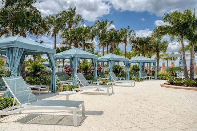 view of property's community featuring a patio