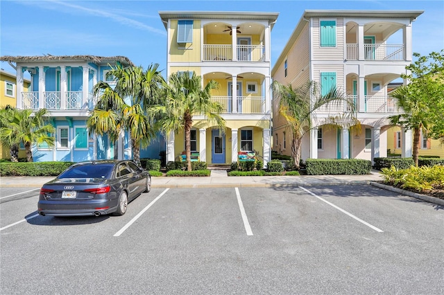 view of front of property with a balcony