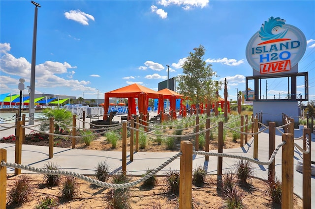 view of play area featuring a gazebo