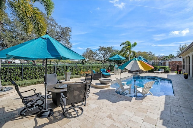 view of pool featuring a patio