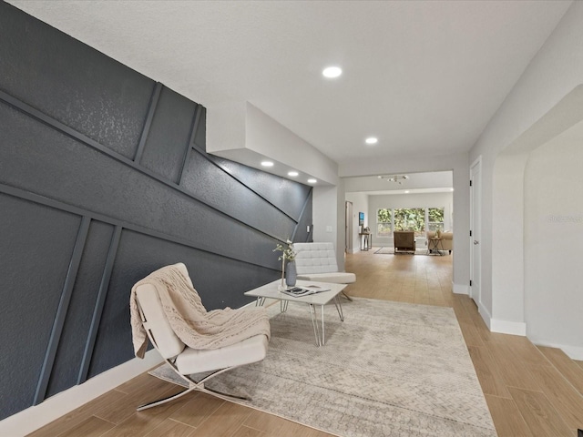 living area featuring light hardwood / wood-style flooring