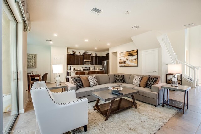 view of tiled living room