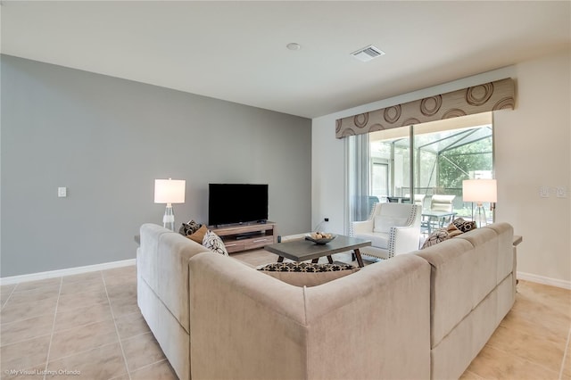 view of tiled living room