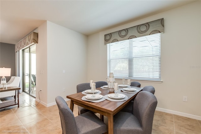 view of tiled dining space