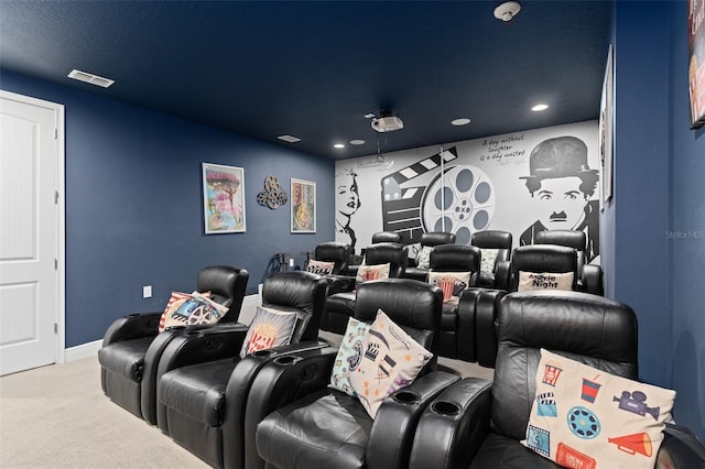 view of carpeted cinema room