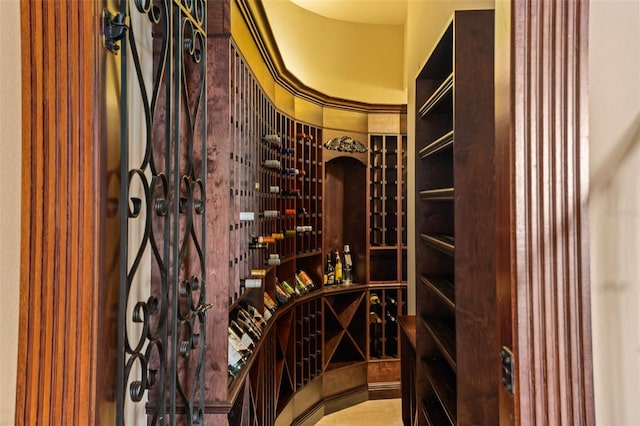 view of wine cellar