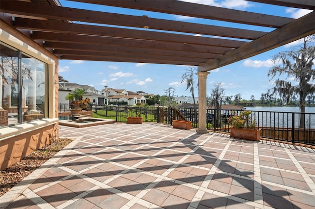 view of terrace with a pergola