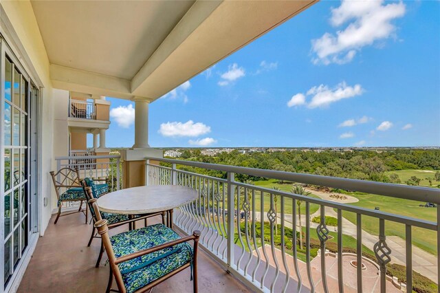 balcony with golf course view