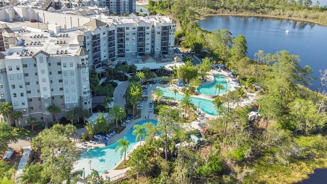 bird's eye view featuring a water view