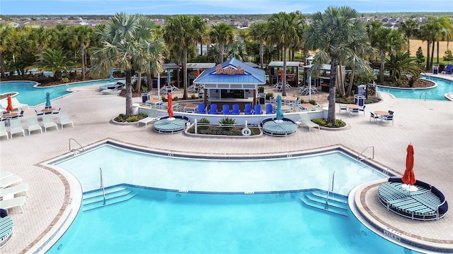 view of pool with a gazebo and a patio area