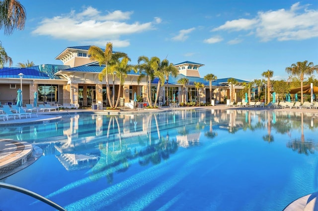 view of pool featuring a patio area