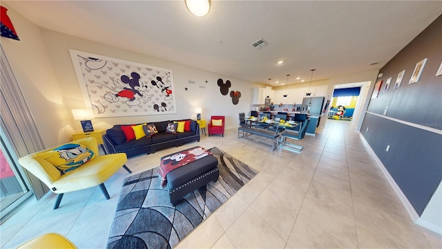 view of tiled living room