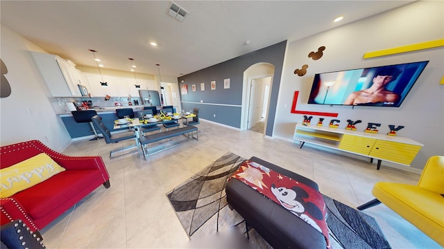 view of tiled living room