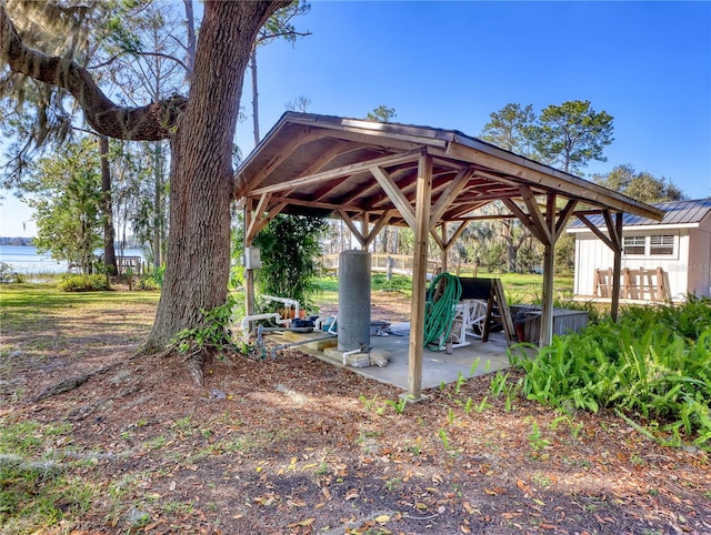 exterior space featuring a gazebo