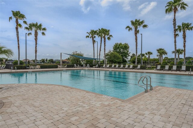 view of swimming pool with a patio area