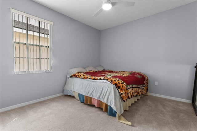 bedroom with carpet and ceiling fan